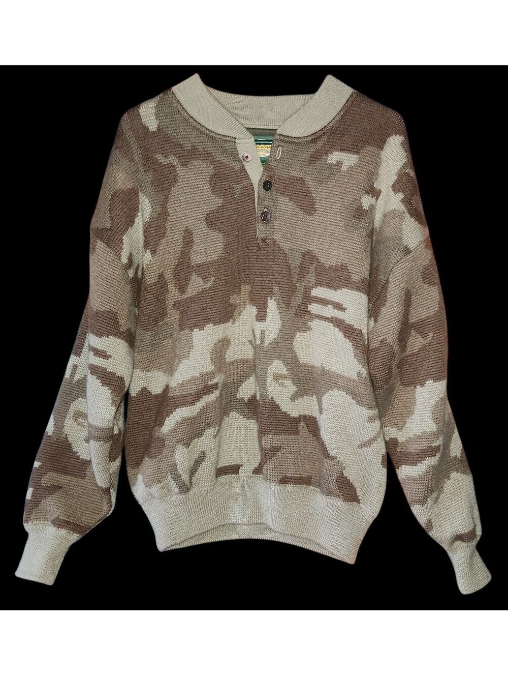VINTAGE NWOT Cabelas Sweater Camo Wool Lined Pullover SZ LG